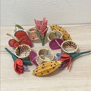 Colorful Woven Napkin Rings Set